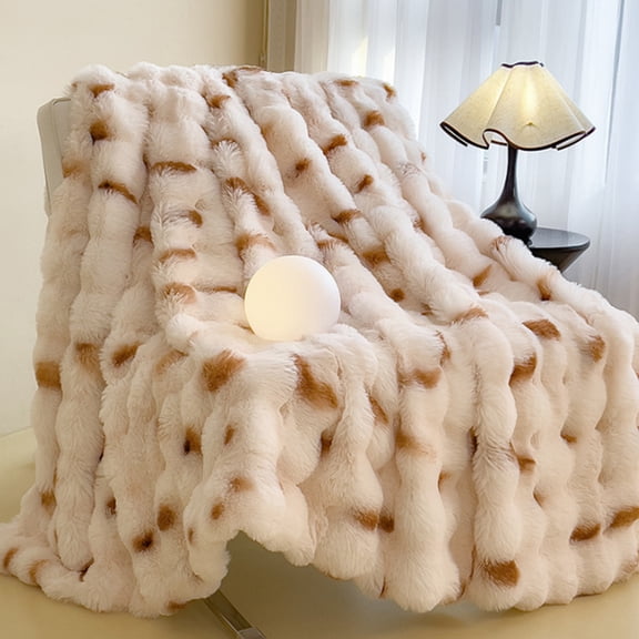 weibbin Super Comfort Warm Thick Bubble Luxury Plush Rabbit Faux Fur Throw Blanket, Fluffy Blanket,Soft Cozy Blanket for Couch Chair Bed Sofa Living Room 59.05x78.74in
