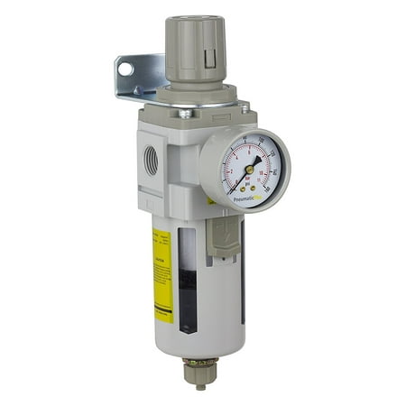 - PneumaticPlus SAW4000M-N04BG Compressed Air Filter Regulator Combo Piggyback Style 1/2' NPT - Manual Drain, Poly Bowl, 10 Micron with Gauge