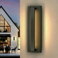 thumbnail image 6 of 1-Light H20 in Minimalist Modern Linear 23W Integrated LED  Outdoor Wall Sconce with Dusk to Dawn Sensor in Matte Black for Porch Patio, 6 of 9
