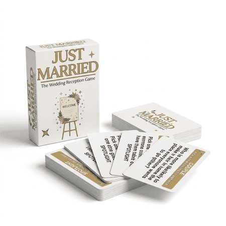 Just Married Wedding Reception Game, 76 Host-Led Cards for Guest Entertainment, Icebreaker Prompts, Quick Toasts, Couple Trivia, Table Moments, Cocktail Hour Fun Wedding Games, Giftable Deck
