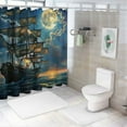 thumbnail image 7 of Shiartex Pirate Ship Shower Curtain Nautical Vintage Ghost Sailboat Sailing Fantasy Ocean Full Moon Adventure Themed Polyester Curtains Bathroom Decor with Hooks 36x72, 7 of 7