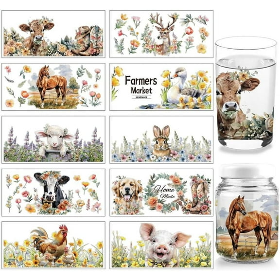PVC PVC DIY Heat Transfer Paper for UV Sublimation Cup Animals 110x240mm 10 style 1pc/style 10pcs/set