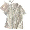 thumbnail image 5 of Ropa de dormir de algodón con forma de nube para mujer, conjunto de tres piezas, pantalones cortos bonitos de manga corta, cárdigan abierto, ropa para el hogar, traje de estudiante, 5 of 5