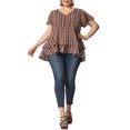 thumbnail image 2 of Agnes Orinda Women's Plus Size Retro Layered Ruffle Hem V Neck Top 3X Red, 2 of 7
