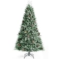 thumbnail image 1 of Costway 8ft Snow Flocked Artificial Christmas Tree w/ 1651 Glitter PE & PVC Tips, 1 of 10