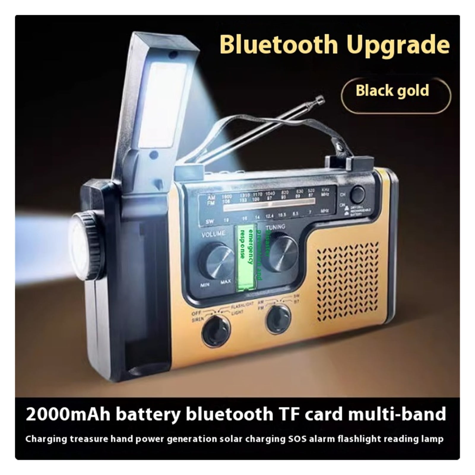 Emerncy Hand Crank Radio, Portable Solar Powered Multi-Function Survival ar With Hand Crank nerator, LED Lighting For Disaster Preparedness And Outdoor Use ,Listen Anytime, Anywhere
