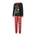 thumbnail image 3 of Elippeo Christmas Family Pajamas Matching Set Letter Santa Hat Arrow Print Long Sleeve Tops and Plaid Pants Sleepwear, 3 of 10