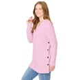 thumbnail image 5 of Woman Within Plus Size Side Button V-Neck Waffle Knit Sweater, 5 of 6