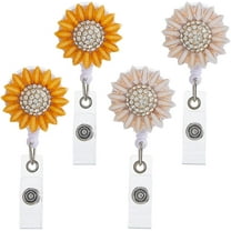 4Pcs Sunflower Retractable Reel Badge Reel Holder Cute Nurse Badge Holder with Swivel Clip ID Card Holders for Teachers Nurse Doctor Students Office Workers