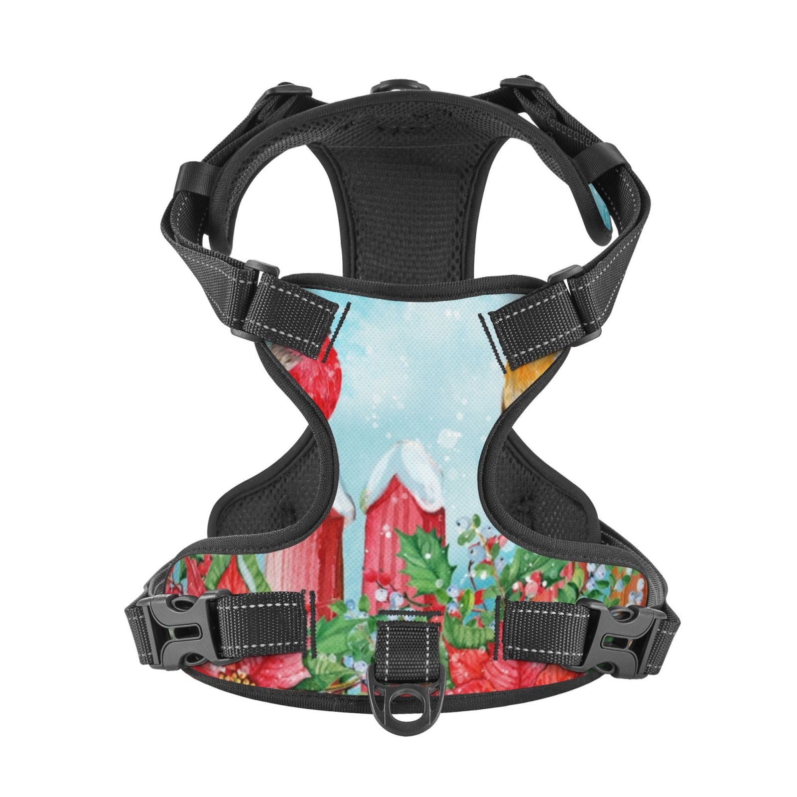 Kdxio Winter Birds on the Fence Print No Pull Dog Harness Adjustable Reflective Oxford Easy Control Medium Large Dog Harness for Training and Everyday-Medium