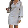 thumbnail image 1 of Robe en Laine à Manches Longues pour Femmes, Longueur Moyenne, Tricotée, 1 of 4