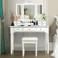thumbnail image 4 of Gymax Vanity Set W/7 Drawers Tri-Folding Necklace Hooked Mirror Dressing Table White, 4 of 10