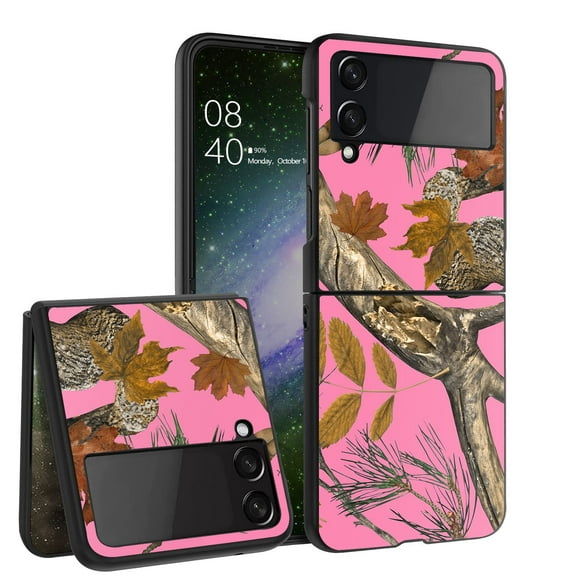 ANJ  Hard Protective Printed Case Cover Compatible with Samsung Galaxy Z Flip 4 - Pink Tree Camo 2