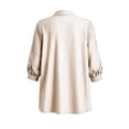 thumbnail image 3 of ShomPort V Neck Blouse for Women Loose 3/4 Sleeve Flowy Cotton Linen Casual Button down Tops, 3 of 7