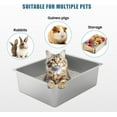thumbnail image 6 of Stainless Steel Cat Litter Box - Medium to Large Indoor Metal Litter Pan Tray, High Sided, Easy to Clean No Stick Rustproof Odorless Pet Toilet for Cats Kitty Rabbit (Silver, 17.7" x13.8" x6"), 6 of 8