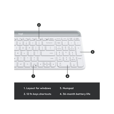 Logitech - MK470 Full-size Wireless Scissor Keyboard and Mouse Bundle for Windows with Quiet clicks - Off-White