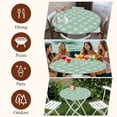 thumbnail image 7 of Green White Dandelion Round Tablecloth, Fitted Table Cover with Elastic for 55"-60" Round Tables, Farmhouse Botanical Blossom Table Cloth Outdoor Indoor Dinning Party Waterproof Tablecloths, 7 of 7