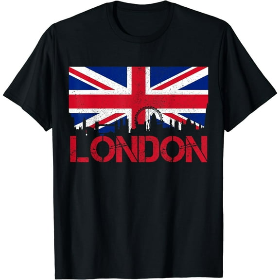 London Skyline UK United Kingdom Union Jack England Souvenir T-Shirt mens t shirt,black,women,funny,misfits,men,journey,t-shirt