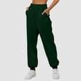 thumbnail image 4 of Womens Pants Womens' Fleece Lined Wide Straight Leg Workout High Waist Yoga Sweat Pant With Pockets Womens Slacks Green S, 4 of 6