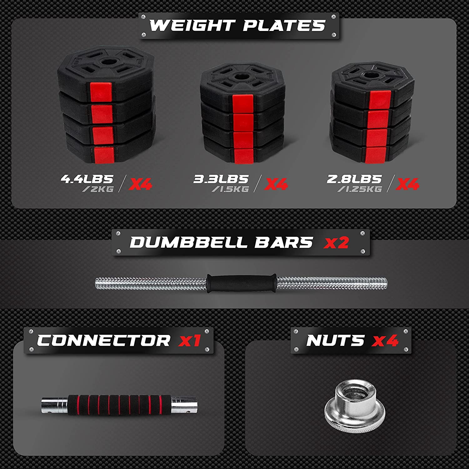 Yes4All 44 lbs Cement Adjustable Dumbbell