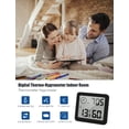 thumbnail image 2 of Termómetro/higrómetro digital Pantalla grande Monitor de temperatura ambiente interior y medidor de humedad Indicador de humedad y temperatura con reloj (negro) JM JM, 2 of 5
