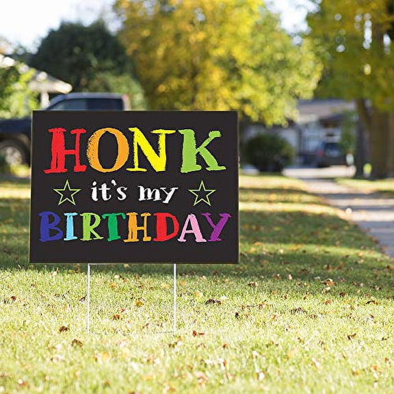 Vispronet Honk Its My Birthday Yard Sign – 23in x 17in Weather Resistant Yard Sign with Stake – Outdoor/Indoor Birthday Decorations and Décor