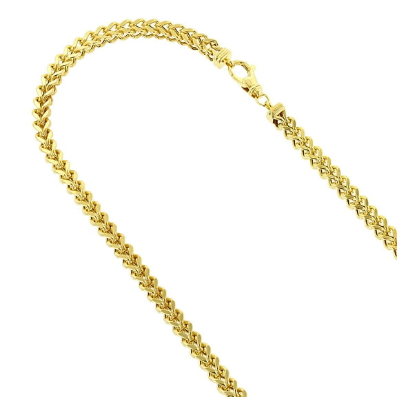 IcedTime 14K Yellow Gold Square Franco Chain 4.5mm Wide Necklace with Lobster Clasp 22 inches long