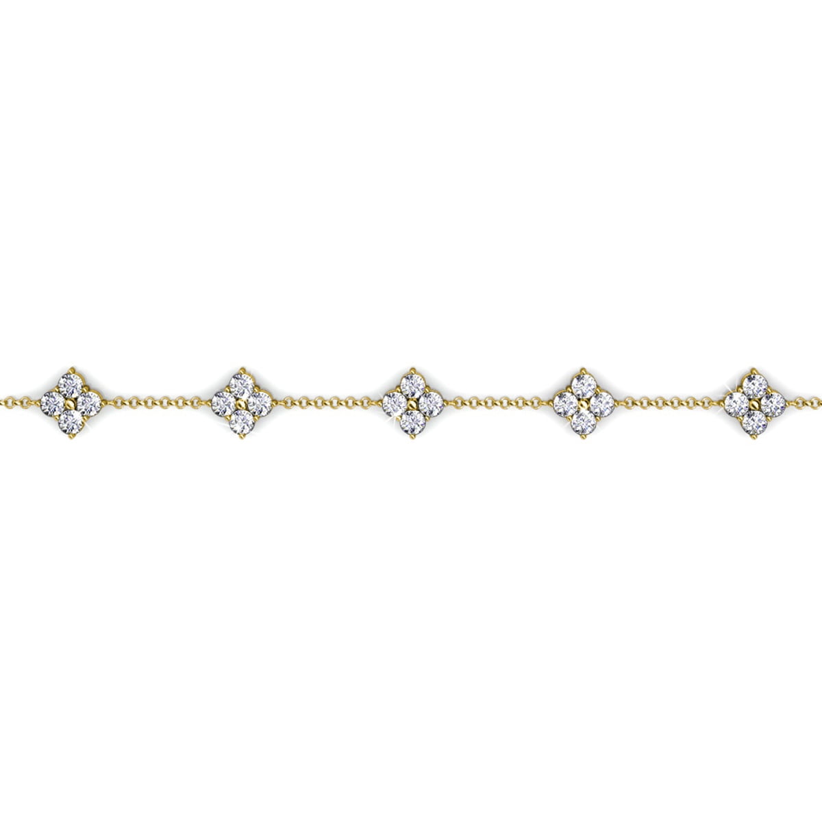 Cate & Chloe Adeline 18k Yellow Gold Plated Chain Bracelet with Swarovski Crystal Clusters for Women