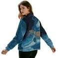 thumbnail image 3 of COEQINE Womens Cropped Bomber Jacket Zip Up Long Sleeve Motorcycle Jackets Stand Collar Cropped Bomber Coat Slouchy Shackets Sweatshirts Winter Coats, X-Large, Sea Turtle Lightning Blue, 3 of 7