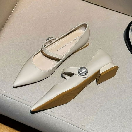 Spring and Summer New Rhinestone High-heeled Shoes All-match Single-layer Shoes Womens Elegant French Shallow Pointed Stiletto Sandals