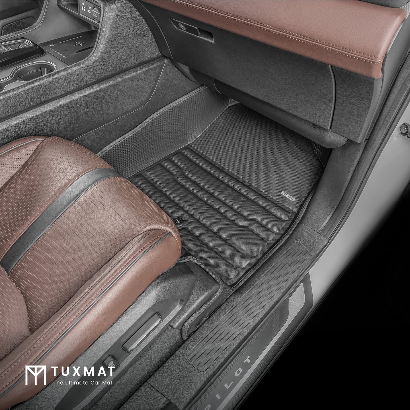 TuxMat - for Honda Pilot 8-Seater 2023-2025 Models - Custom Car Mats - Maximum Coverage, All Weather, Laser Measured - This Full Set Includes 1st, 2nd and 3rd Rows