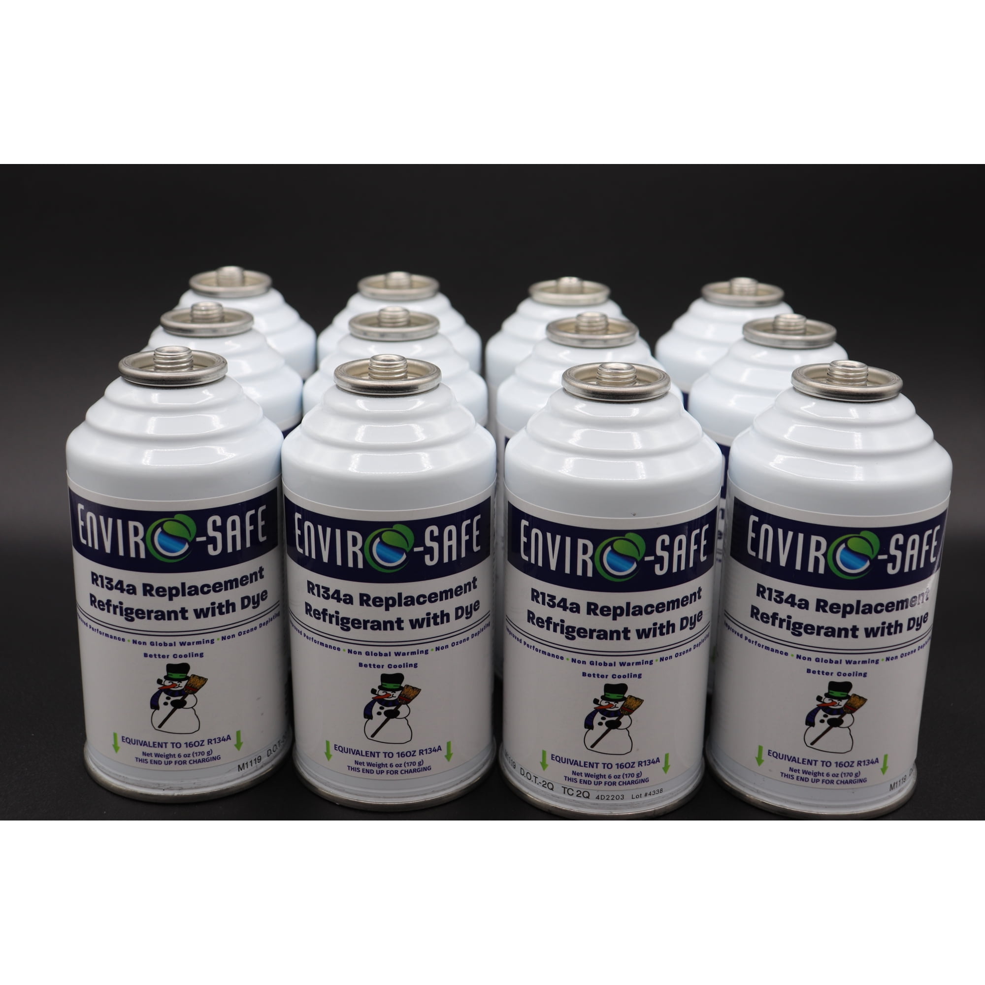 Envirosafe R134a, R134, R-134a Replacement Refrigerant with (Dye), Case of 12 Cans #1030