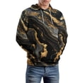 thumbnail image 2 of Marble Pattern Black Gold Regular Fit Hoodie, Sporty Pullover Hooded Sweatshirt for Men Women L, 2 of 6