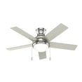 thumbnail image 3 of Hunter 44 inch Indoor Ceiling Fan with LED Light - Ceiling Fan with Pull Chain, For Bedroom, Living Room, or Kitchen, Low Profile Mount, No Remote, 5 Blades - Aren 51449, Brushed Nickel, 3 of 15
