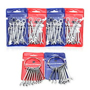 SPEEDWOX Mini Combination Open and Box End Wrench Set 6 Packs 4mm-11mm 5/32"-7/16" Metric and Standard SAE Ignition Wrenches Set Mini Spanner Set with Portable Storage Pouches