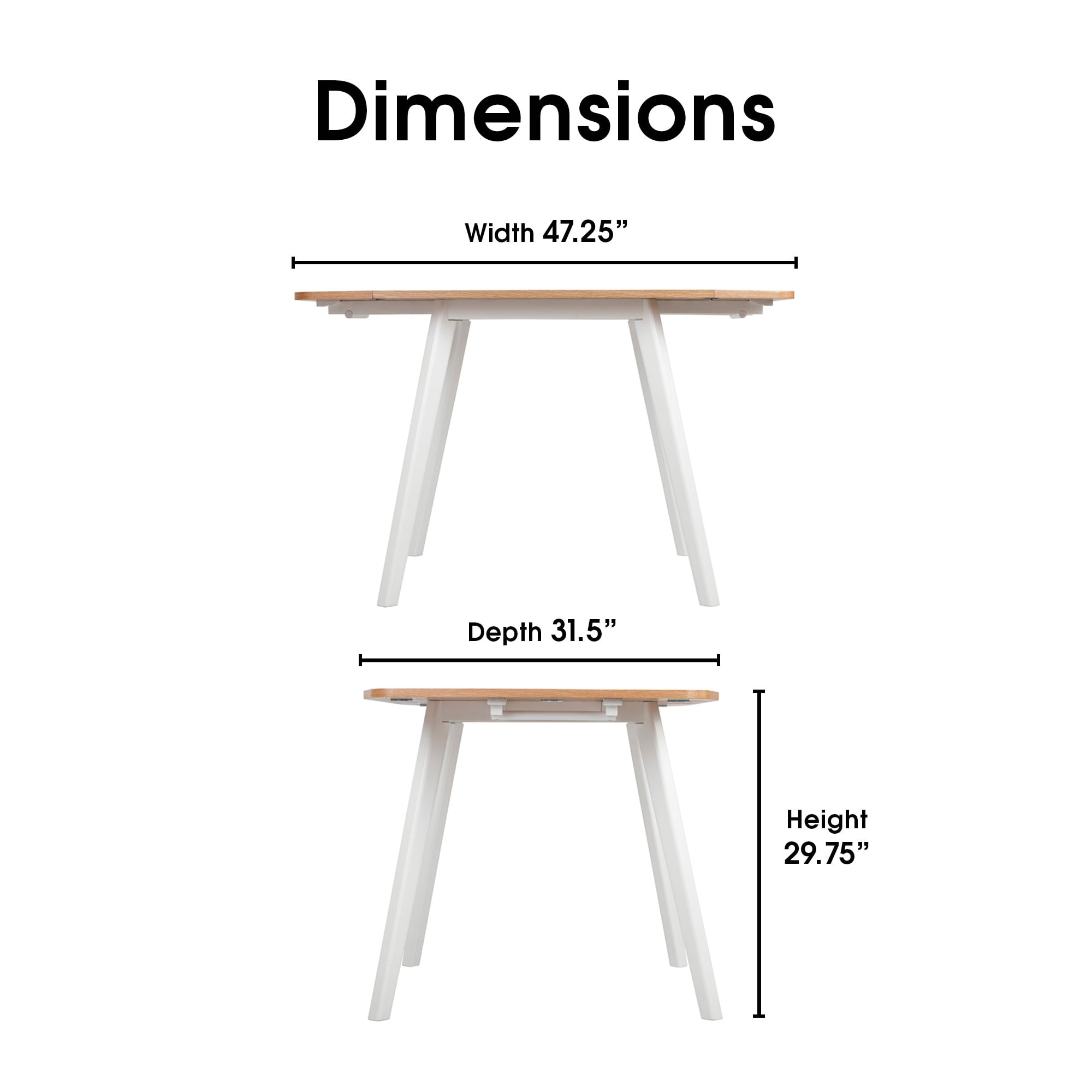 Universal Expert Abacus 32 to 47 Inch Extendable Dining Table with Drop Leaf Panels, Oak and White Finish