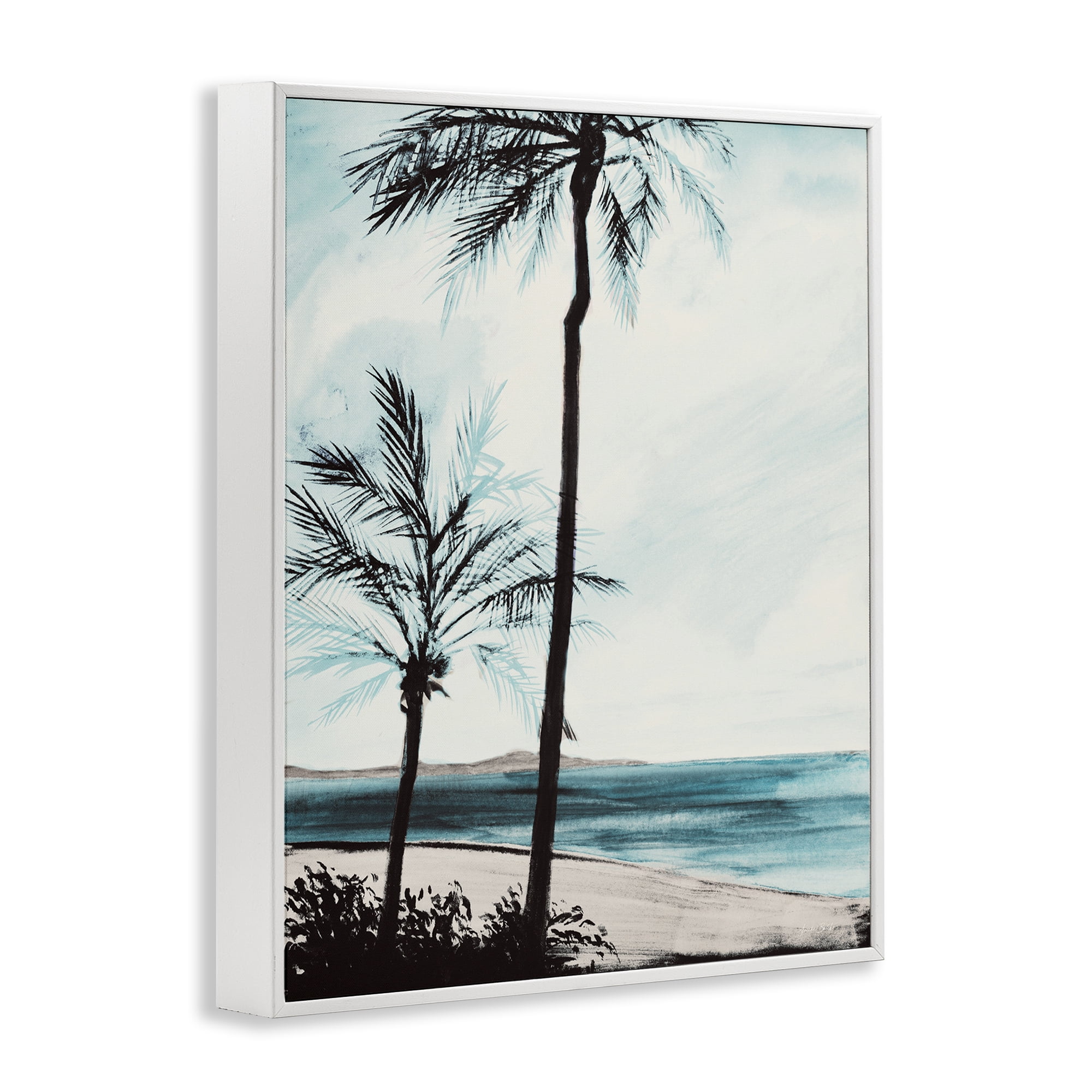 Stupell Industries Beach Palm Silhouettes Coastal Painting White Framed Art Print Wall Art, 24 x 30