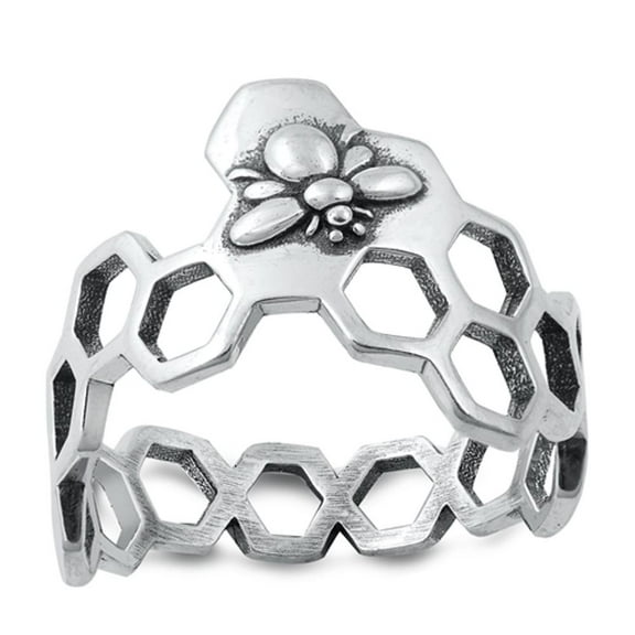 Cute Ring .925 Sterling Silver Honeycomb Cutout Bumble Bee Band Jewelry Female Male Unisex Size 5