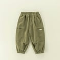 thumbnail image 2 of Kids Cargo Pants Relaxed Fit Baggy Pants Kids Elastic Waist Khaki Cargo with Pockets Girls Clothes Size 3-4 Years, 2 of 3
