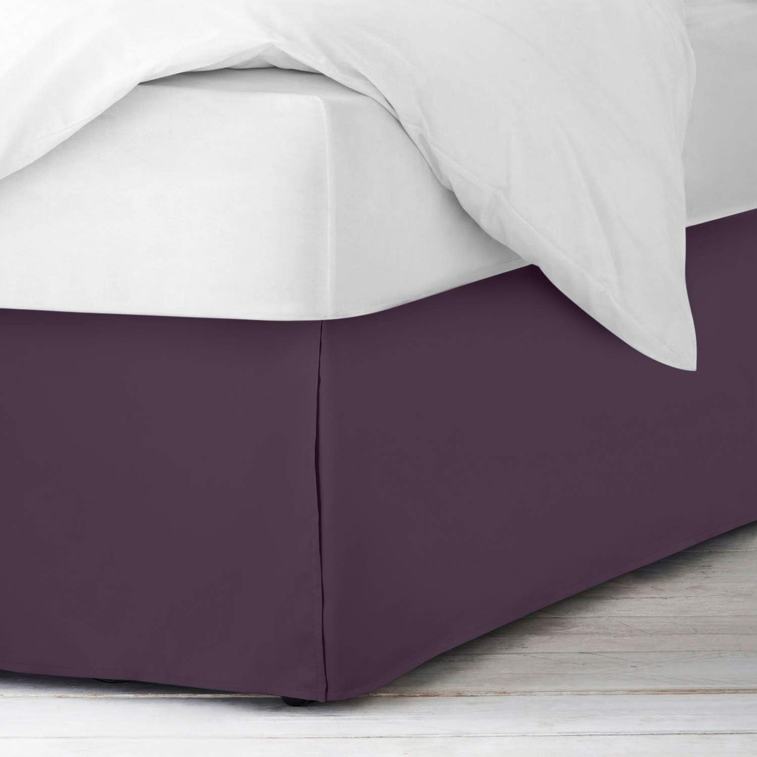 600 Thread Count Egyptian Cotton Split Corner Bed Skirt – 19-Inch Drop, Tailored Fit 1-PC Bed Skirt, Twin, Plum