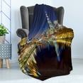 thumbnail image 4 of City Soft Flannel Fleece Throw Blanket, Looking down the Yarra River on a Night in Melbourne Water Reflection, Cozy Plush for Indoor and Outdoor Use, 50" x 60", Indigo Yellow, by Ambesonne, 4 of 5