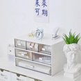 thumbnail image 3 of Desktop Drawer Organizer Waterproof Dustproof Plastic DIY Combination Multi Layer Stackable Drawer Storage Case Striped White 3 Drawers, 3 of 3