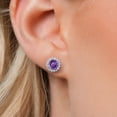 thumbnail image 3 of Gem Stone King 14K White Gold Purple Amethyst and White Lab Grown Diamond Removable Earrings Jackets for Women | 2.48 Cttw | Gemstone February Birthstone | Round 6MM, 3 of 6