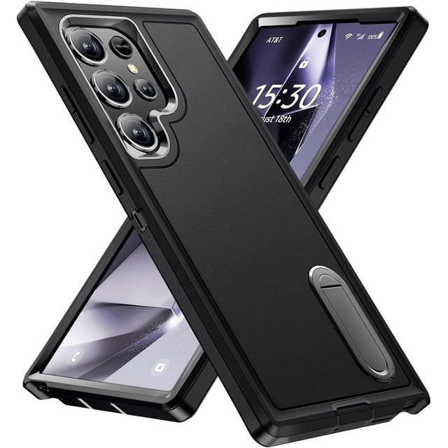 KOMI for Samsung Galaxy S24 Ultra Case for Samsung S24 Ultra Phone Case with Built in Kickstand, Shockproof/DropProof Military Grade Protective Cover for Galaxy S24 Ultra 5G Black