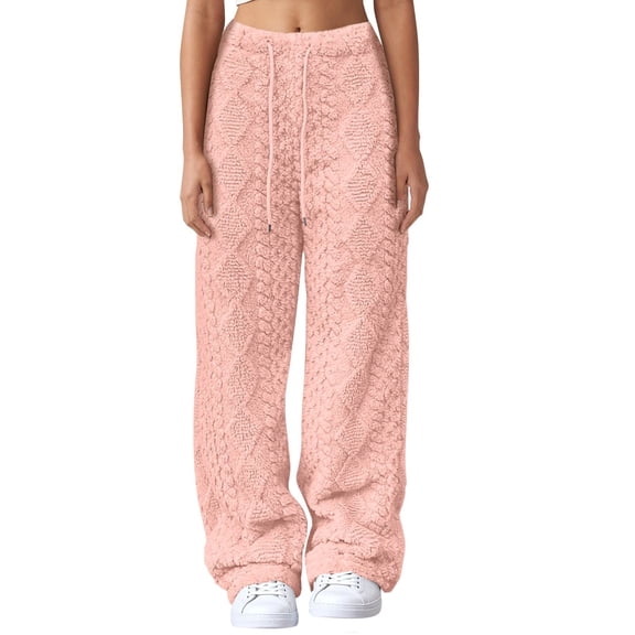 Bovemsi Womens Pants Women's Fashionable Casual Plush High Waist Warm Trousers Travel Pants