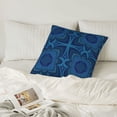 thumbnail image 6 of LNWH Decorative Pillow Covers, Blue Floral Stylized Geometry Square Sofa Decorative Knit Pillow Case, 22"x22", 6 of 8