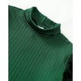 thumbnail image 4 of KIMI BEAR 9 Years Big Girls Winter Outfits 10 Years Big Girls Warm Skirt Sets Mock Neck Long Sleeves Top Tulle Puff Sleeves Knit Top Plaid Button Skirt 2pcs Clothing Sets Green, 4 of 9