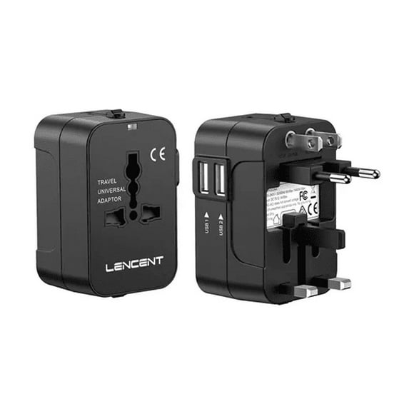 Adaptador cargador de Viaje Internacional BLOOSOM negro con 4 enchufes y 2 puertos USB