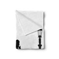 thumbnail image 2 of Engagement Party Soft Flannel Fleece Throw Blanket, Paris Lovers City Wedding Proposal for Future Image Happiness, Cozy Plush for Indoor and Outdoor Use, 60" x 80", Black and White, by Ambesonne, 2 of 5