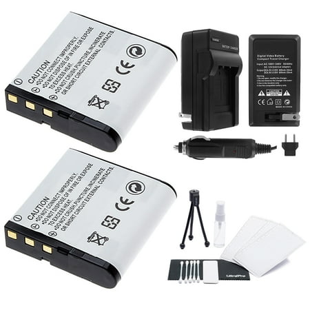 2-Pack NP-40 High-Capacity Replacement Batteries with Rapid Travel Charger for Select Casio Cameras. UltraPro Bundle Includes: Camera Cleaning Kit, Screen Protector, Mini Travel